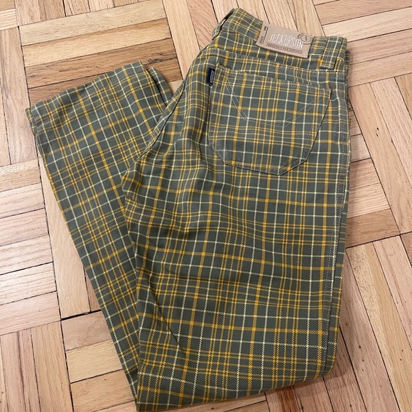 Jeckerson Denim - Green khaki plaid striped jeckerson jeans